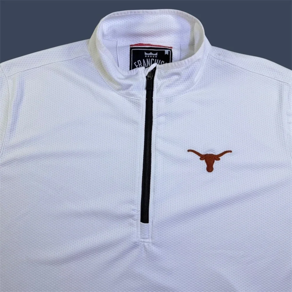 Texas Longhorns Franchise‎ Club Mens 2XL White 1/4 Zip Pullover Therma Tech